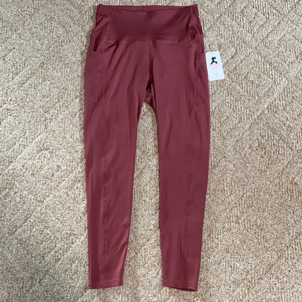 ODUDU long high waisted maroon leggings with the tag still on them (Yoga Pants)